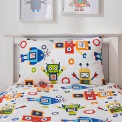 Dunelm Robots Blue Duvet Cover And Pillowcase Set -pillowcase shop 30799757 alt04