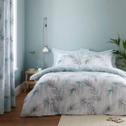 Dunelm Serenity Palm Leaf Seafoam Duvet Cover And Pillowcase Set