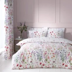 Dunelm Watercoloured Floral Pink Duvet Cover And Pillowcase Set