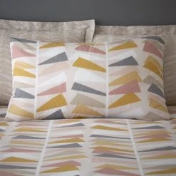 Dunelm Axel Leaf Ochre Duvet Cover And Pillowcase Set -pillowcase shop 30801127 alt02
