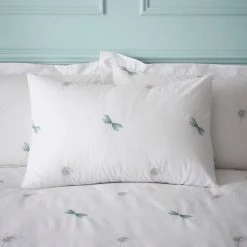 Dunelm Dragonflies Embroidery Seafoam Duvet Cover And Pillowcase Set -pillowcase shop 30801142 alt02