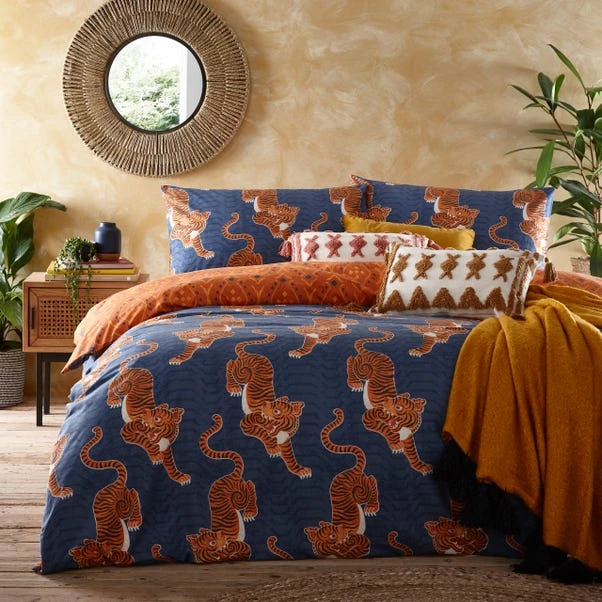 Furn Furn. Tibetan Tiger Blue Duvet Cover And Pillowcase Set 3 Furn Furn. Tibetan Tiger Blue Duvet Cover And Pillowcase Set