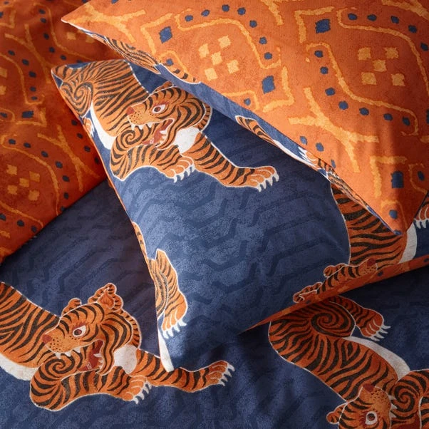Furn Furn. Tibetan Tiger Blue Duvet Cover And Pillowcase Set 7 Furn Furn. Tibetan Tiger Blue Duvet Cover And Pillowcase Set - Image 5