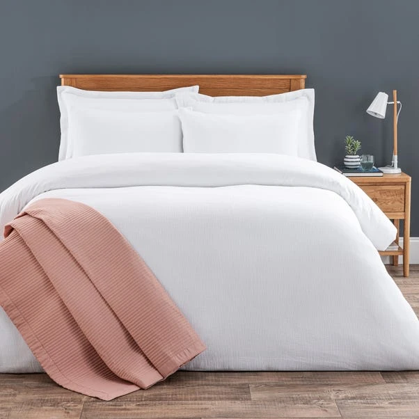 Dunelm Alston Waffle White Duvet Cover And Pillowcase Set 4 Dunelm Alston Waffle White Duvet Cover And Pillowcase Set - Image 2