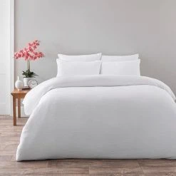 Dunelm Alford Textured White Duvet Cover And Pillowcase Set