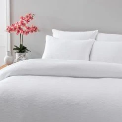 Dunelm Alford Textured White Duvet Cover And Pillowcase Set -pillowcase shop 30807740 alt02