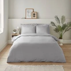 Dunelm Super Soft Microfibre Plain Duvet Cover And Pillowcase Set