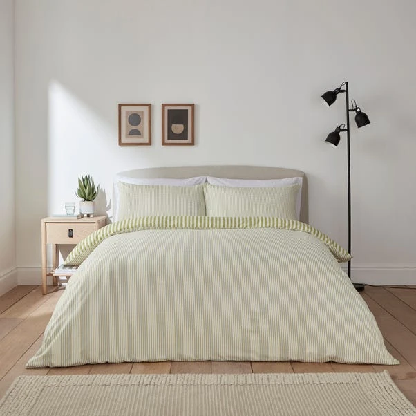 Dunelm Payton Stripe Green Duvet Cover And Pillowcase Set 4 Dunelm Payton Stripe Green Duvet Cover And Pillowcase Set - Image 2