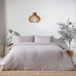 The Linen Yard Polka Tuft Stone 100% Cotton Duvet Cover & Pillowcase Set