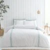 Bianca Fine Linens Embroid Leaf 100% Cotton Duvet Cover & Pillowcase Set